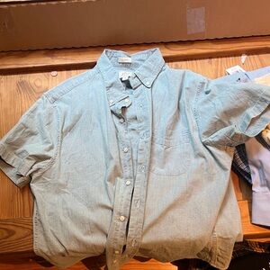 J Crew short sleeve denim button down L new with tag